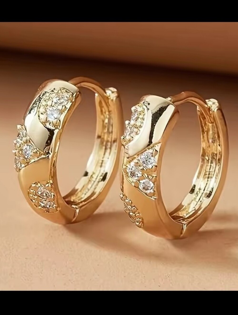 Gold Crystal Hoop Earrings Rhinestone Women's Jewelry New G26